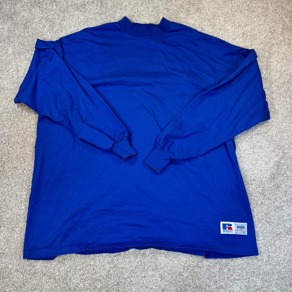 Vintage Russell Athletic Long Sleeve Shirt XL Blue Made in USA High Cotton Tee